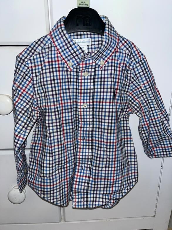 Ralph Lauren Button-Down CheckShirt For Boys / Size 12m