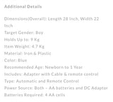 Tinnies Auto Baby Swing- Blue