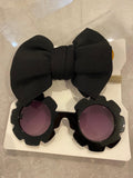 Sunglasses & Hairband Bow Set In Black