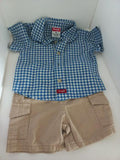 Wrangler Checked Shirt & Khaki Shorts. Size: 6m