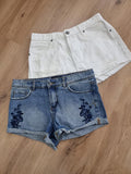 Splash Denim Embroidered Shorts. Size: 28