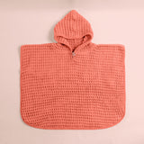 Kids Hooded Poncho Coral