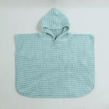 Kids Hooded Poncho Aqua