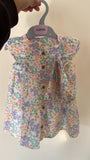 M&S Floral Frock With Matching Hat. Size: 3-6m