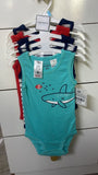 Carter’s 5 Pack Whale Tank Bodysuits. Size: 6m