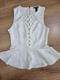 Forever 21 White Peplum Top. Size: L