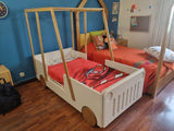 Car Bed In Mdf & Oak Wood + Mattress