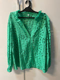 Green Chikan Full Sleeves Top Size M-L