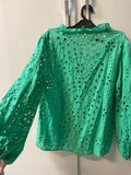 Green Chikan Full Sleeves Top Size M-L