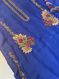 Blue Silk Handmade Work Kameez S-M