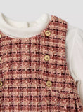 Giggles Textured Pinafore with Top and Tights / Size 3-6m