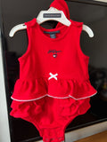 Tommy Hilfiger Baby Girl Ruffled Bodysuit Dress & Matching Headband Set / Size 3-6m