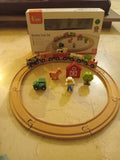 Viga Wooden Train Set with Farm Accessories