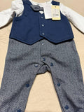 Giggles Baby Boy's Formal Romper with Vest & Bow Tie / Size Newborn