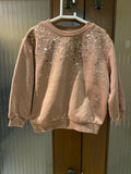 H&M Beige-Pink Sequin Embellished Sweatshirt / Size 3-4yrs