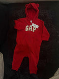 Red Gap Fleece Romper / Size 3-6m