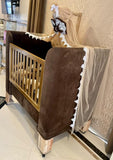 Wooden Cot with Canopy, Mattress & Bumper Set / Dimensions 47” x  48”