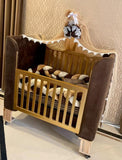 Wooden Cot with Canopy, Mattress & Bumper Set / Dimensions 47” x  48”
