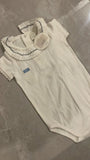 White Baby Onesie with Lace Collar / Size 12m