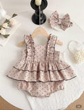 Shein Polka Dot Baby Ruffle Romper with Headband / Size 9-12m
