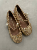 Girls Golden Sparkle Flats / Size 27
