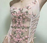 Shien Women's Sheer Lace Up Teddy Lingerie with Silk Over All