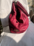 Coach Rich Red Tumbled Leather Three Compartment Vintage Hobo Shoulder Bag