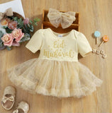 Pat Pat Eid Mubarak Dress with Headband / Size 9-12m