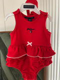 Tommy Hilfiger Baby Girl Ruffled Bodysuit Dress & Matching Headband Set / Size 3-6m