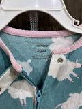 Carter's Girl's Turquoise Teal Fleece Sheep Footed Pajama Sleeper / Size 2T