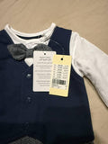 Giggles Baby Boy's Formal Romper with Vest & Bow Tie / Size Newborn