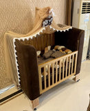 Wooden Cot with Canopy, Mattress & Bumper Set / Dimensions 47” x  48”