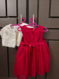 Penelope Red Dress with Fur Jacket / Size 18m
