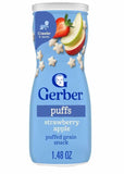 Gerber Puffs Strawberry Apple Puffed Grain Snacks 1.48oz / Crawler 8m / Pack of 4