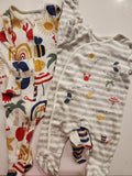 George Sleepsuit / 1 Zipper & 1 Button / Set of 2 / Age Upto 3m