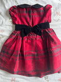 Gymboree Red Velvet & Plaid Silk Dress / Size 12-18M