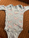 Gerber Baby Girl Bodysuit with Rainbow Print / Size 0-3m