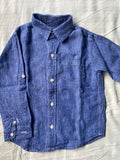 Janie & Jack Boy's Blue Linen Button-Down Shirt / Size 3yrs