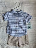 Little Lad Striped Shirt & Short Set / Size 12m
