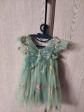 Shein Sage Green Embroidered Tulle Dress / Size 4-5yrs