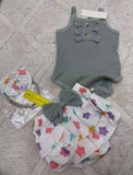Shein Baby Girl Floral Ruffle Romper Dress with Headbands / Size 9-12m