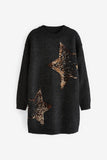 Girls Black Next Sequin Jumper Dress / Size 9yrs (Height 134 cm)