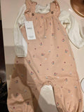 M&S Pink Floral Baby Overalls and White Shirt / Size 6-9m
