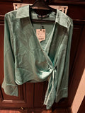 Zara Teal Wrap Top / Size Small