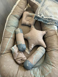 Baby Nest / Set of 8 / 4 Pillows / 1 Head Shaping Pillow / 1 Feeder Cover / 1 Net Cover / 1 Baby carrier Reversible