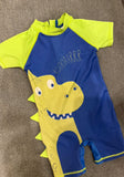 Baby Boys Dinosaur One-Piece Rashguard Swimsuit / Size 2-3yrs