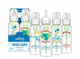Dr. Brown’s Natural Flow Anti-Colic Options+ Narrow Baby Bottles 8 oz / 250 mL, with Level 1 Slow Flow Nipple, 4 Pack, Dream Adventure, 0m+