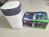 Tommee Tippee Twist & Click Nappy Disposal Bin + 6 Refill Cassette Pack