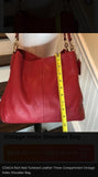 Coach Rich Red Tumbled Leather Three Compartment Vintage Hobo Shoulder Bag