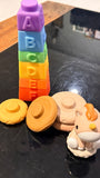 Silicone Sensory Stacking Toys – Alphabet Blocks + Unicorn Ring Stacker